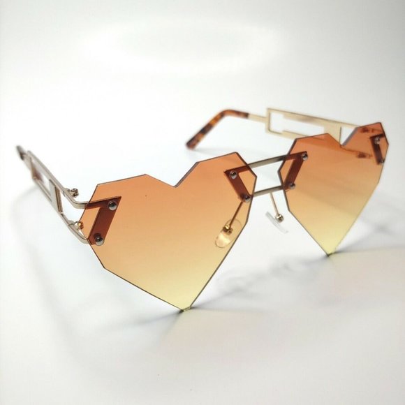 Orange Heart Sunglasses Valentines Day Gift for Women. UV400. Brand New. Unworn. - Picture 1 of 1